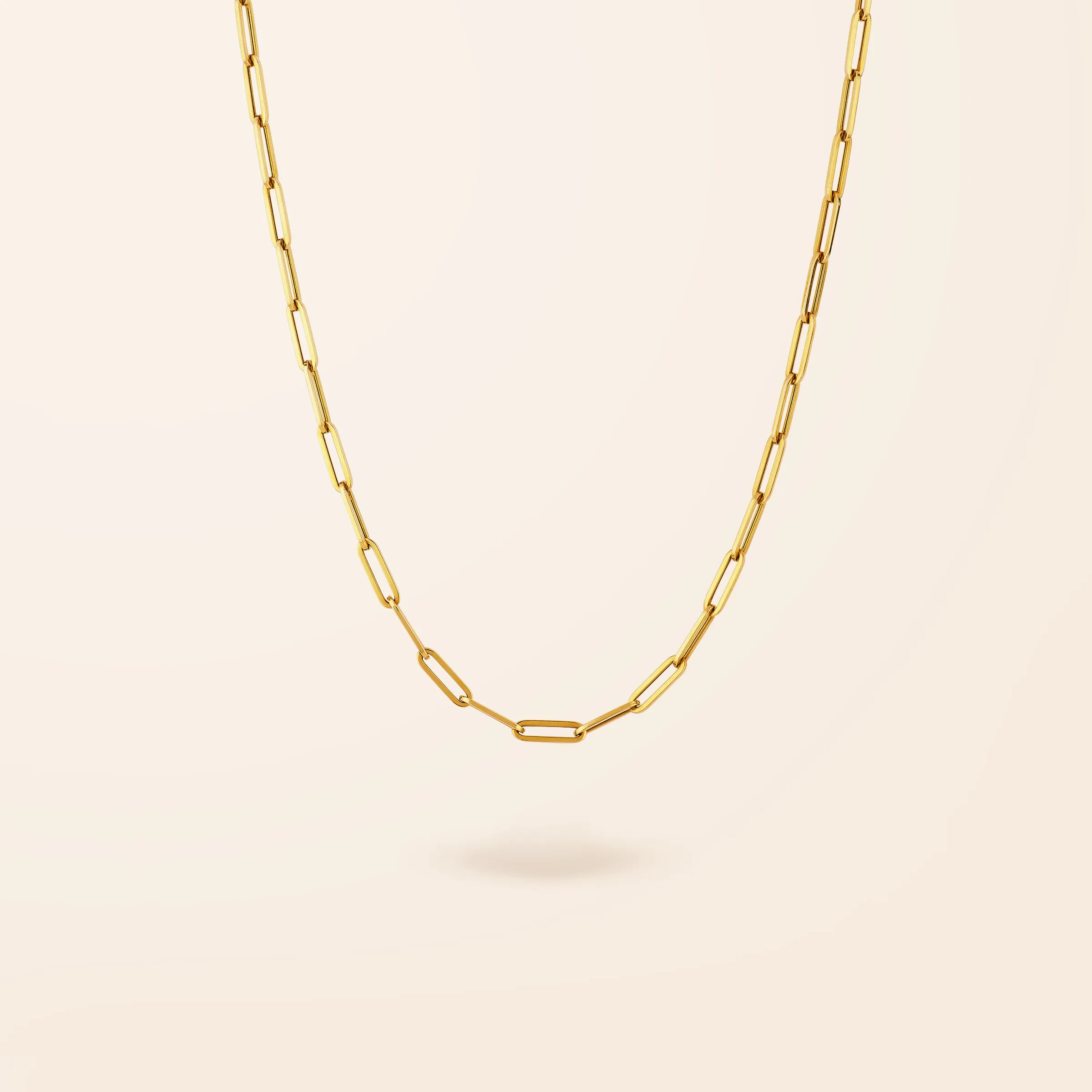 10K Gold Large Paper Clip Necklace