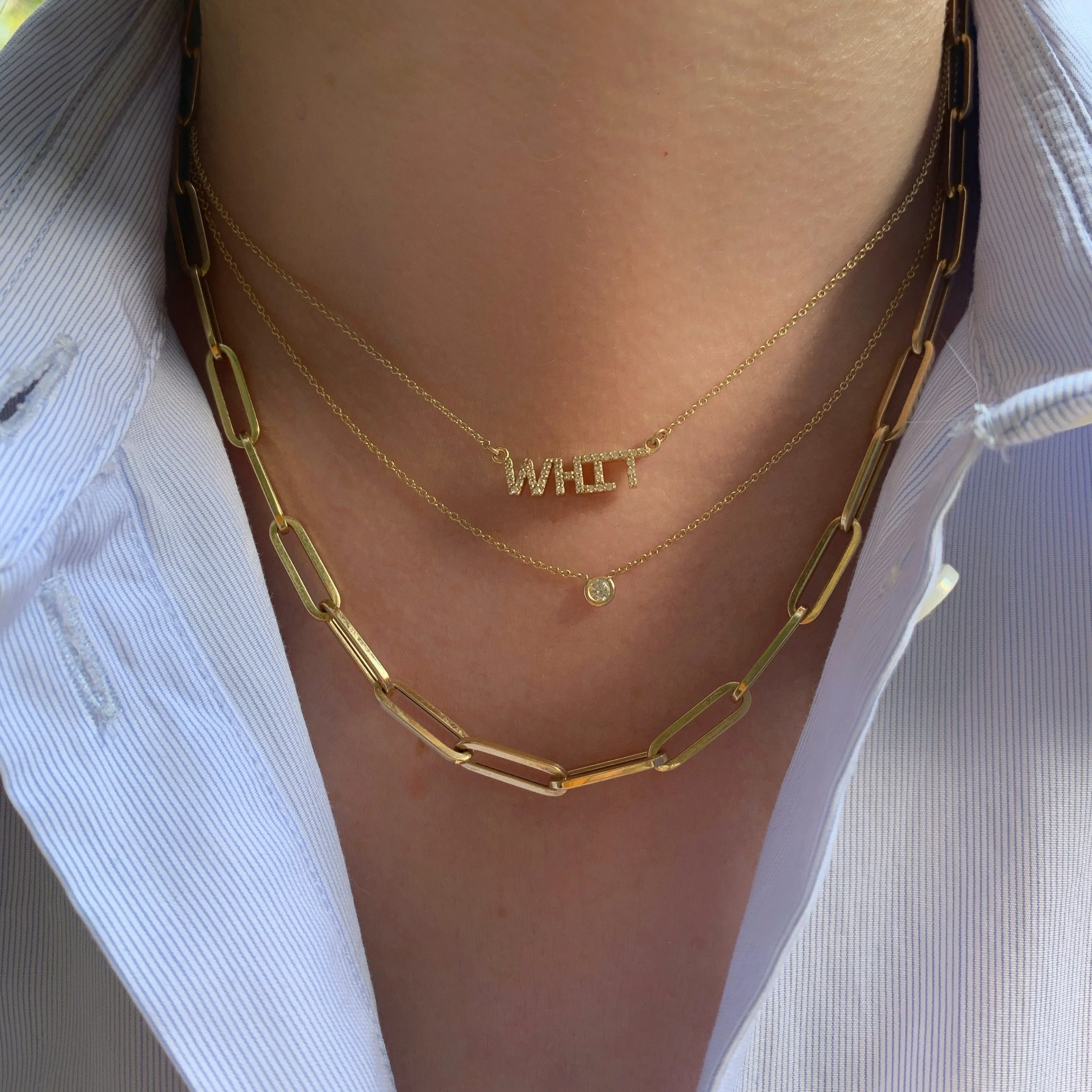 10K Gold Large Paper Clip Necklace