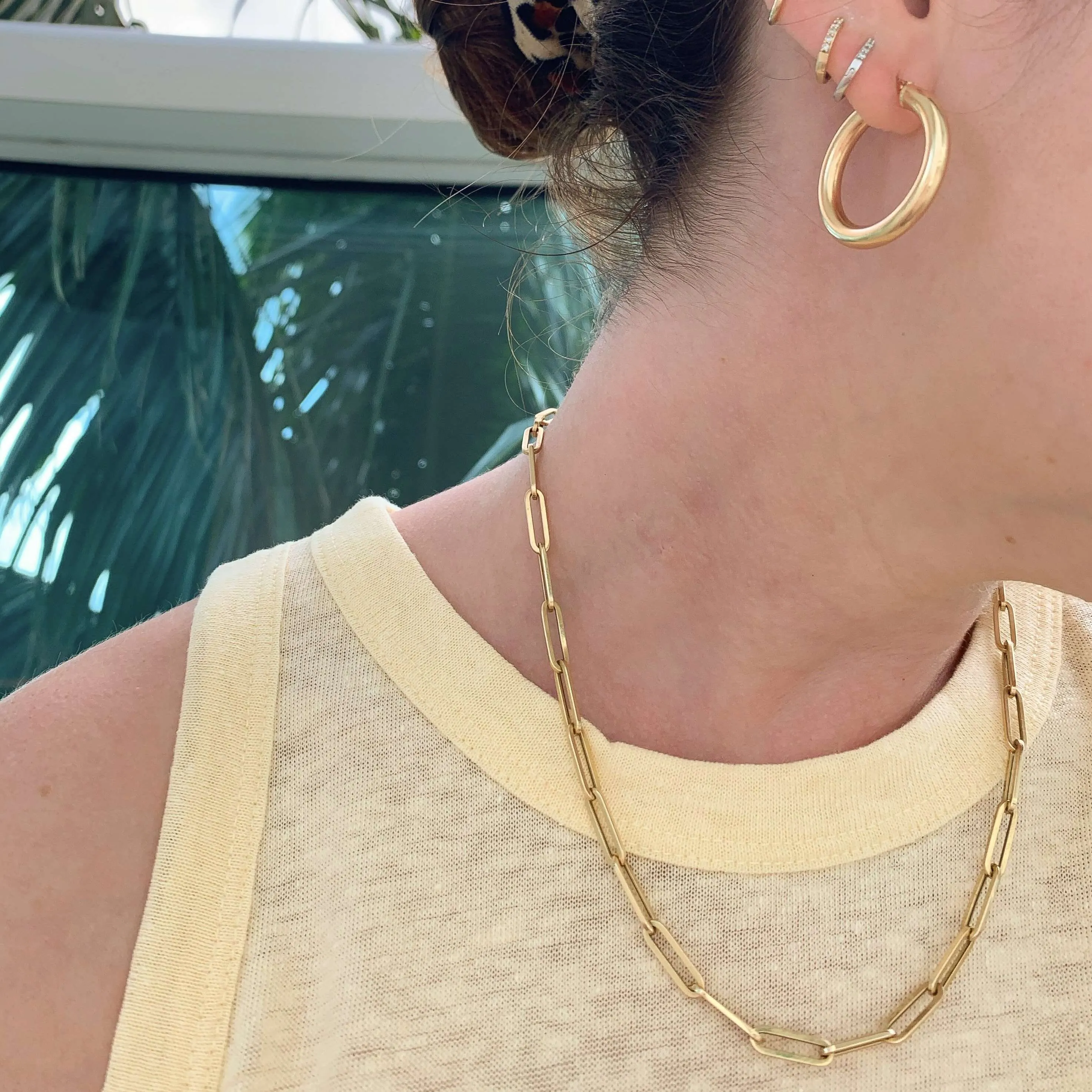 10K Gold Large Paper Clip Necklace