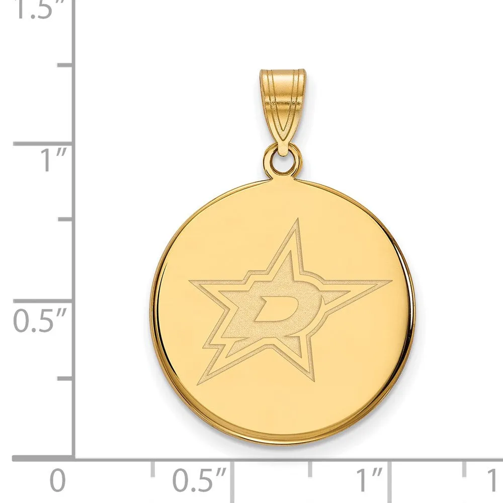 10k Yellow Gold NHL Dallas Stars Large Disc Pendant