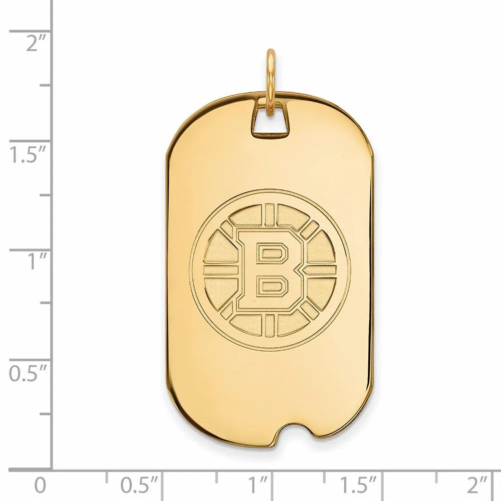 14k Yellow Gold NHL Boston Bruins Large Dog Tag Pendant