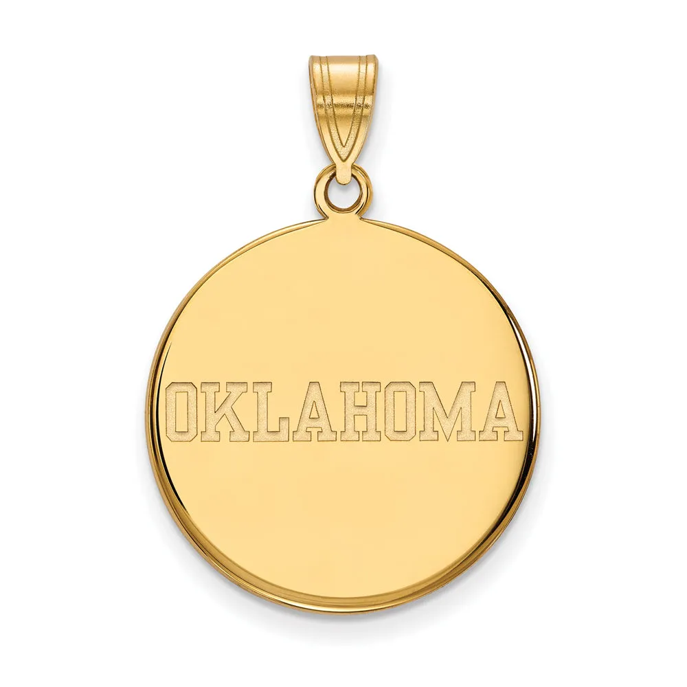 14k Yellow Gold U. of Oklahoma Large Disc Pendant