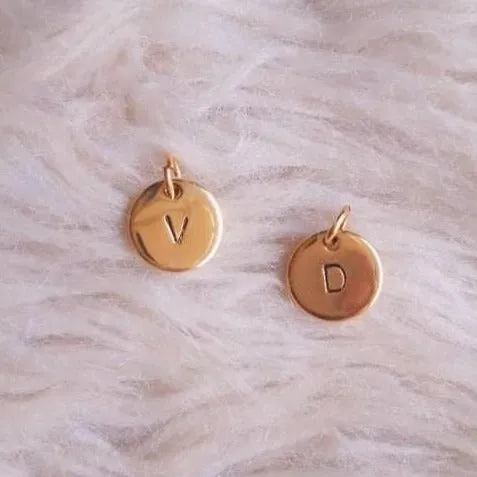 Add-on Handstamped Monogram Disc Pendant (1 character)