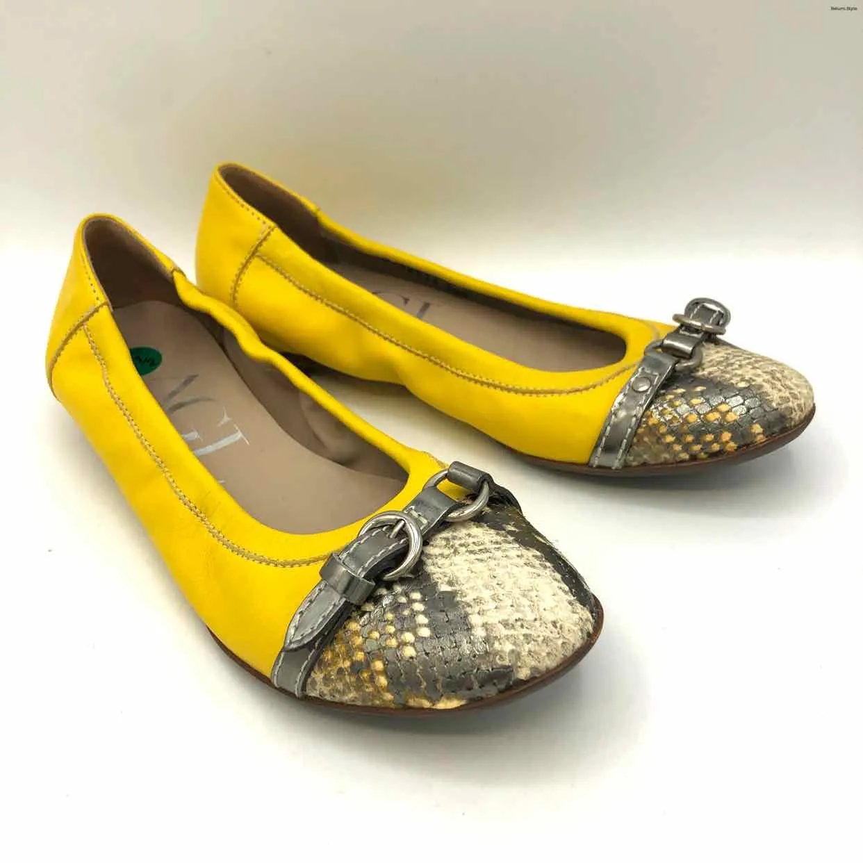 AGL - ATTILIO GIUSTI LEOMBRUNI Yellow Gray Leather Flats Shoes