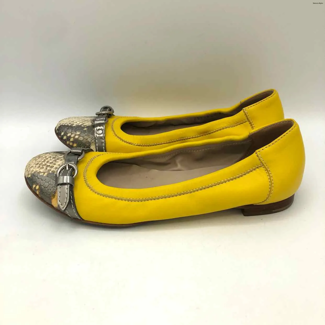 AGL - ATTILIO GIUSTI LEOMBRUNI Yellow Gray Leather Flats Shoes