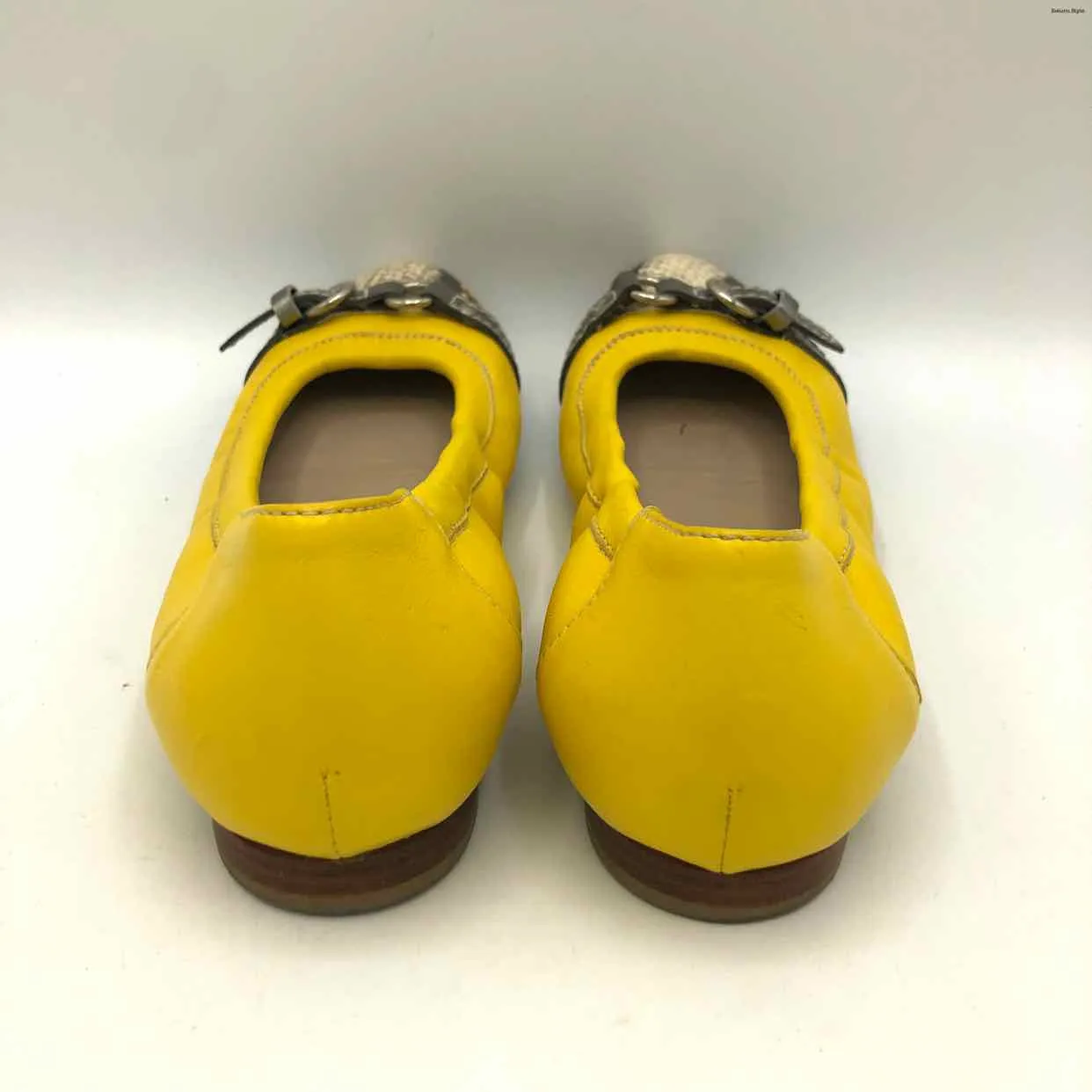 AGL - ATTILIO GIUSTI LEOMBRUNI Yellow Gray Leather Flats Shoes