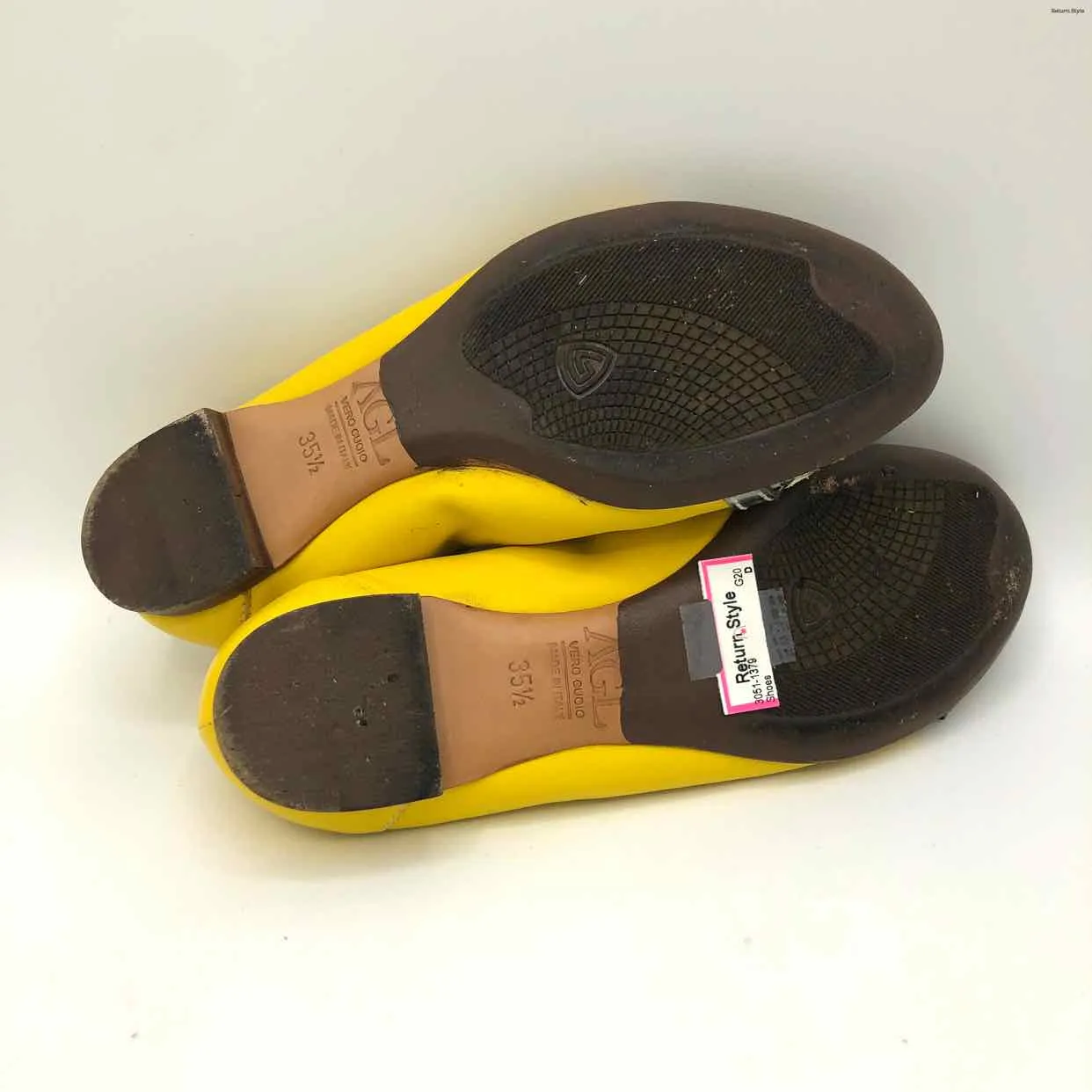 AGL - ATTILIO GIUSTI LEOMBRUNI Yellow Gray Leather Flats Shoes