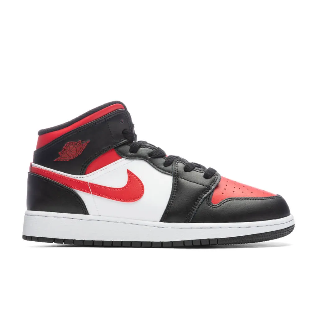 Air Jordan 1 Mid (GS) - Black/Fire Red/White