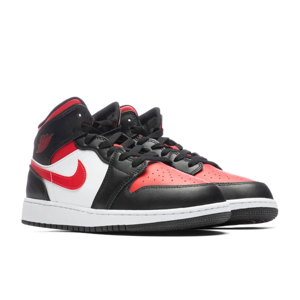 Air Jordan 1 Mid (GS) - Black/Fire Red/White