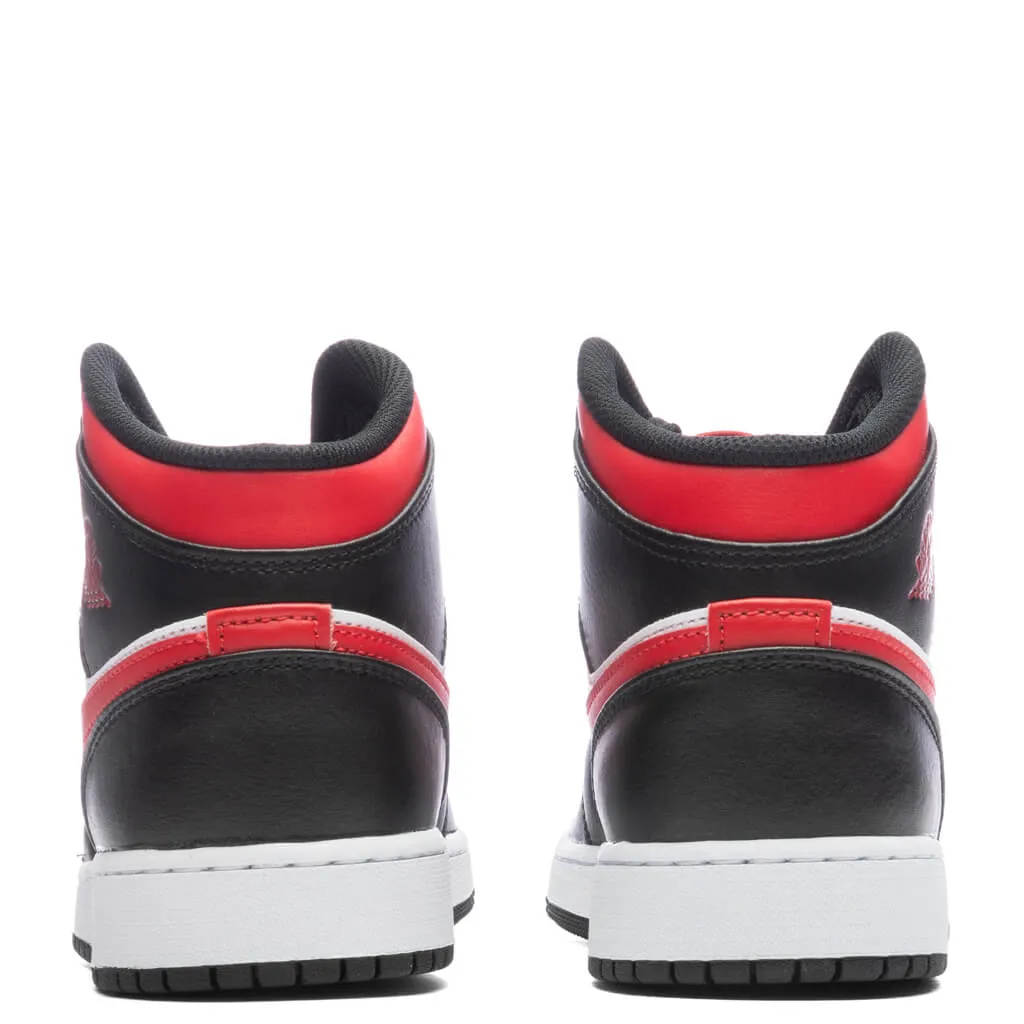 Air Jordan 1 Mid (GS) - Black/Fire Red/White