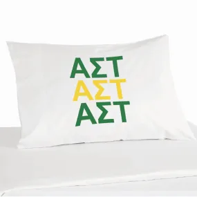 Alpha Sigma Tau Sorority Letters in Sorority Colors Pillowcase