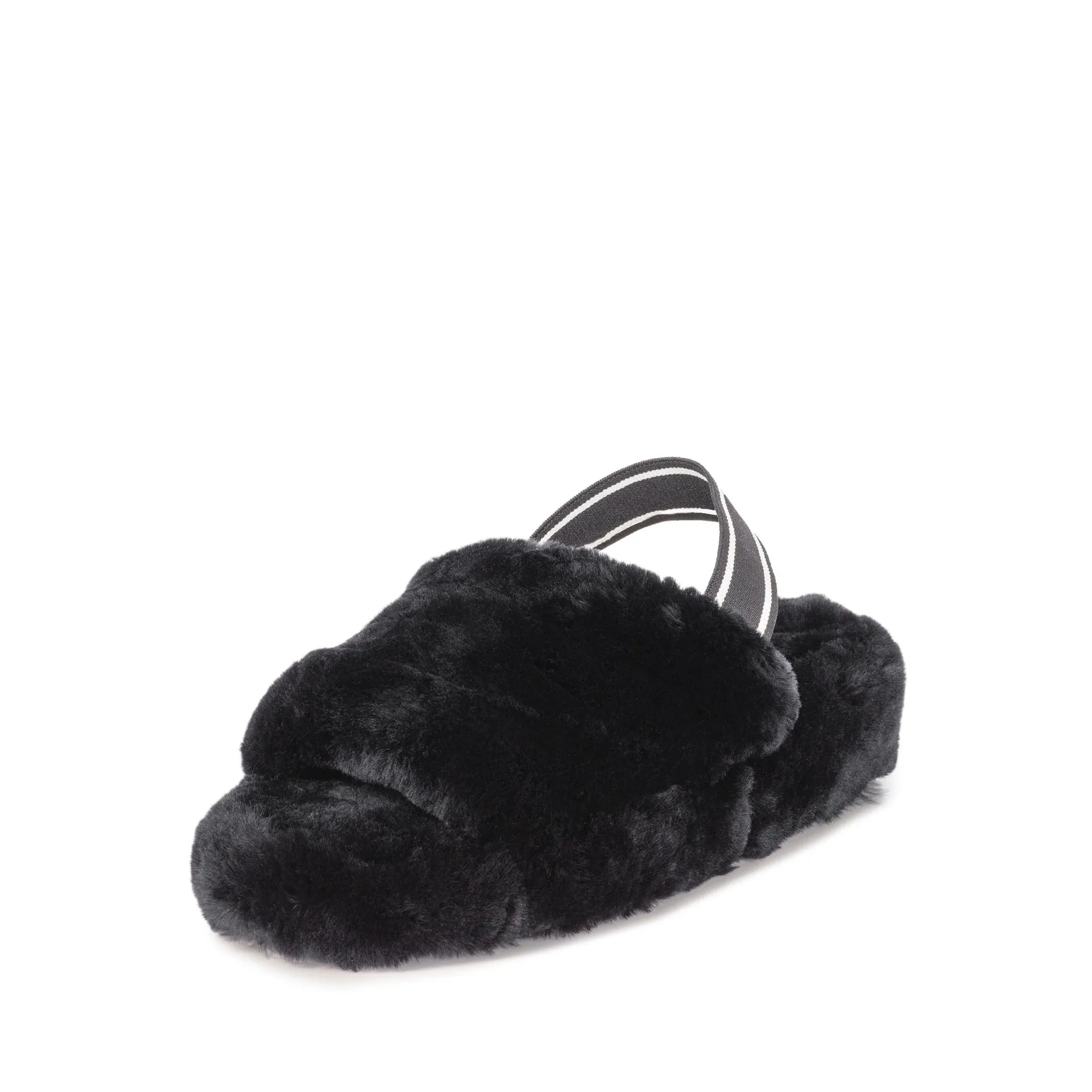 AVA BLACK SHEEPSKIN SLIPPER SLING BACK