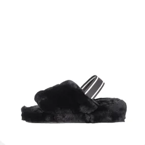 AVA BLACK SHEEPSKIN SLIPPER SLING BACK