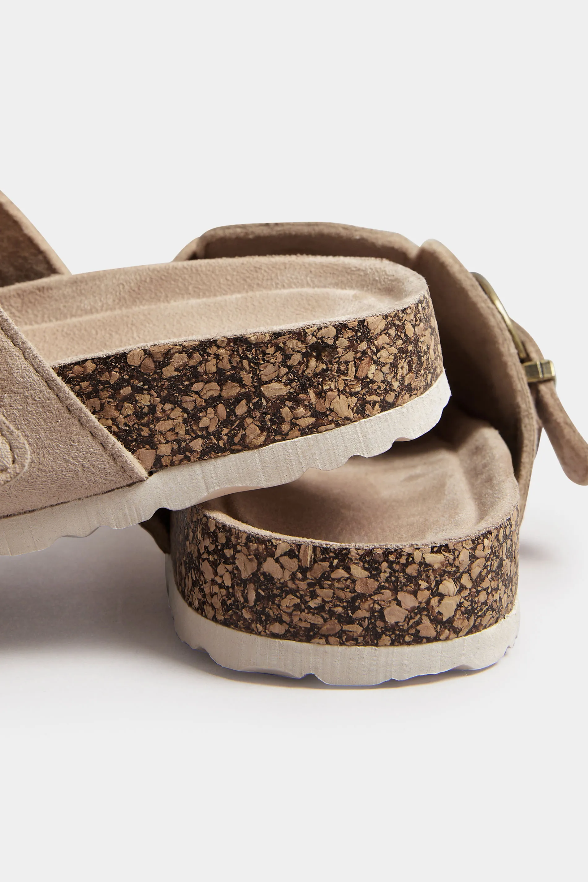 Beige Brown Faux Suede Clogs In Extra Wide EEE Fit