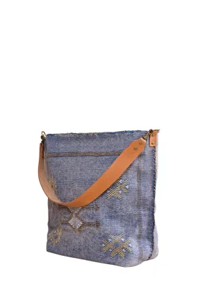 Blue Moroccan Cactus Silk Tote