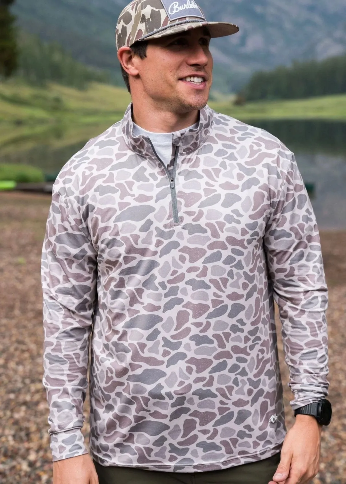 Burlebo Performance  Quarter Zip | Classic Deer Camo