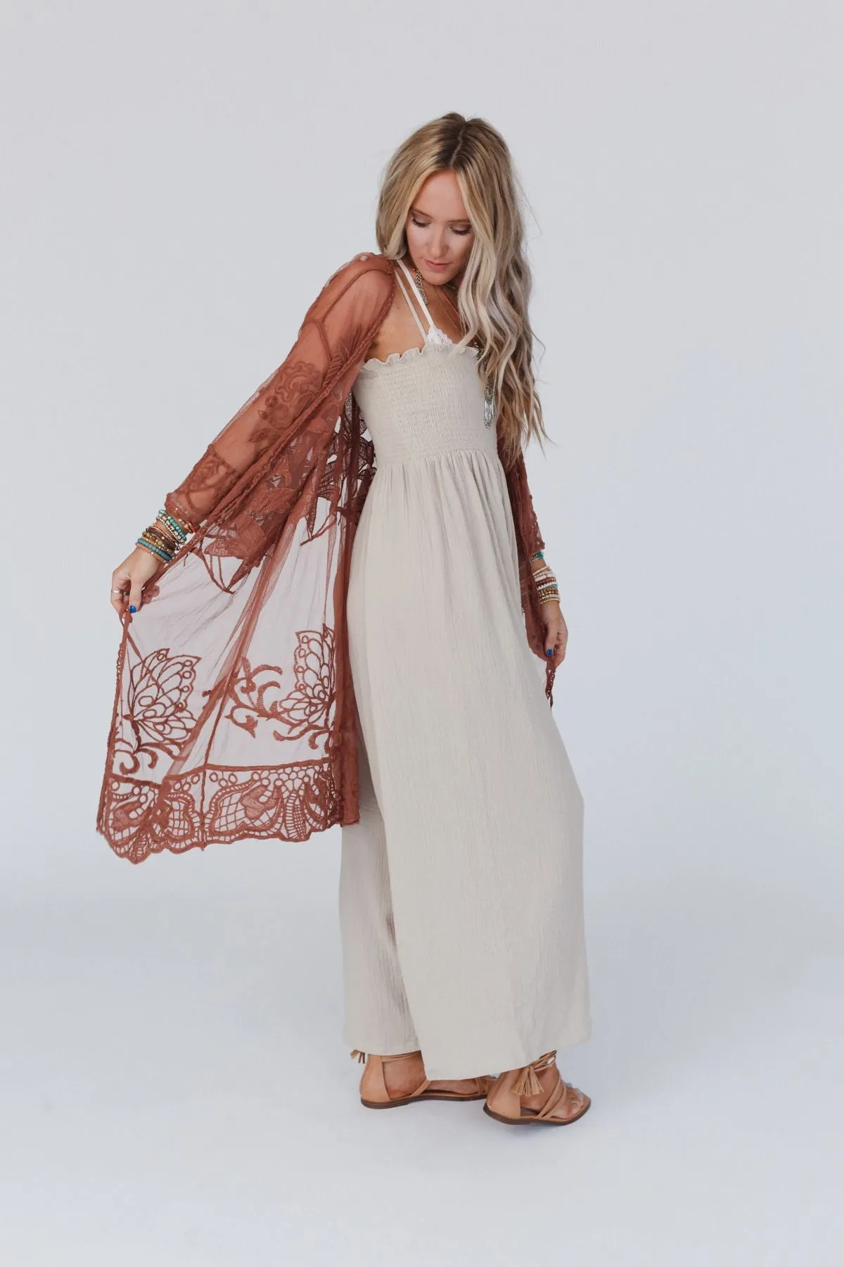 Butterfly Beach Kimono - Brown