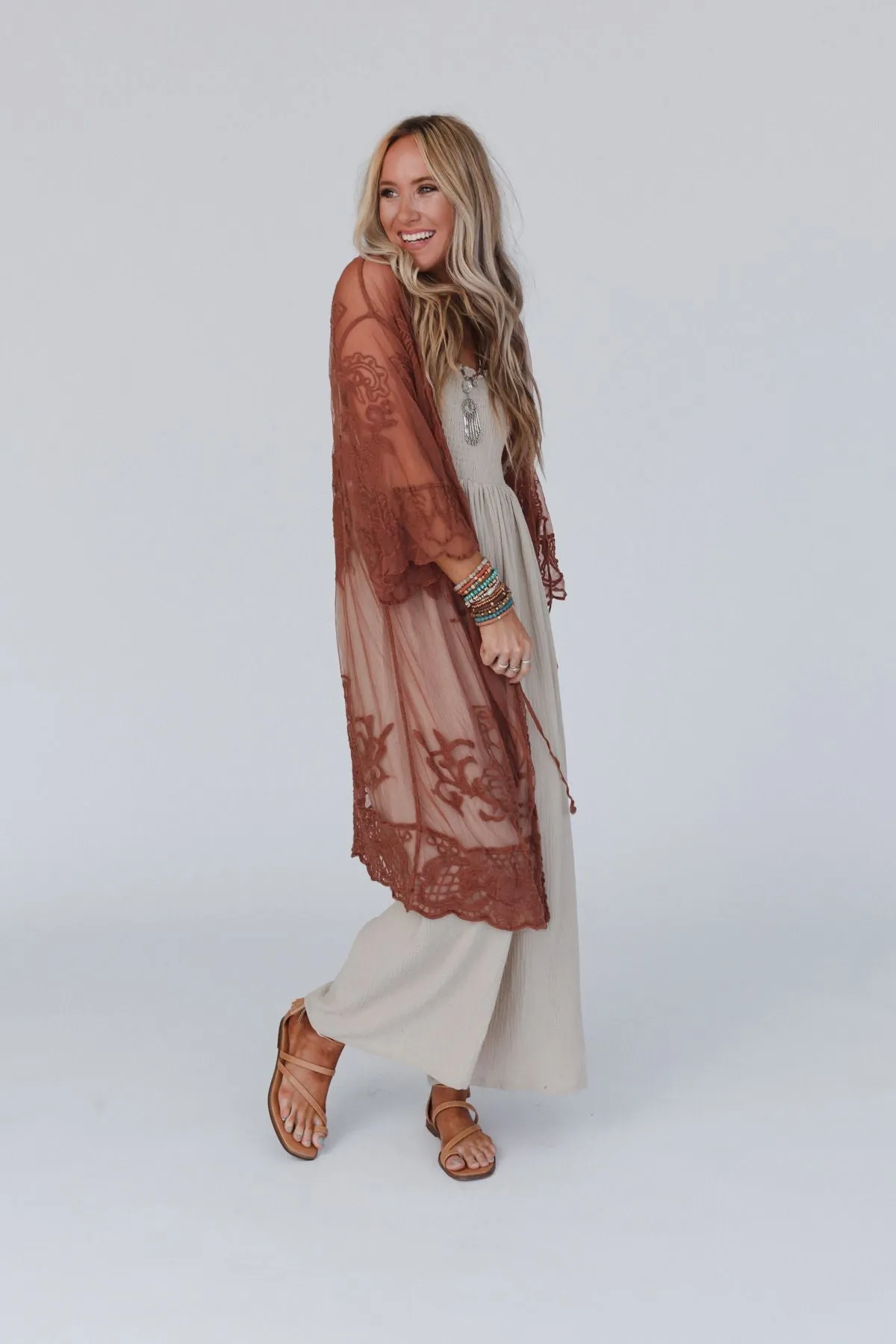 Butterfly Beach Kimono - Brown