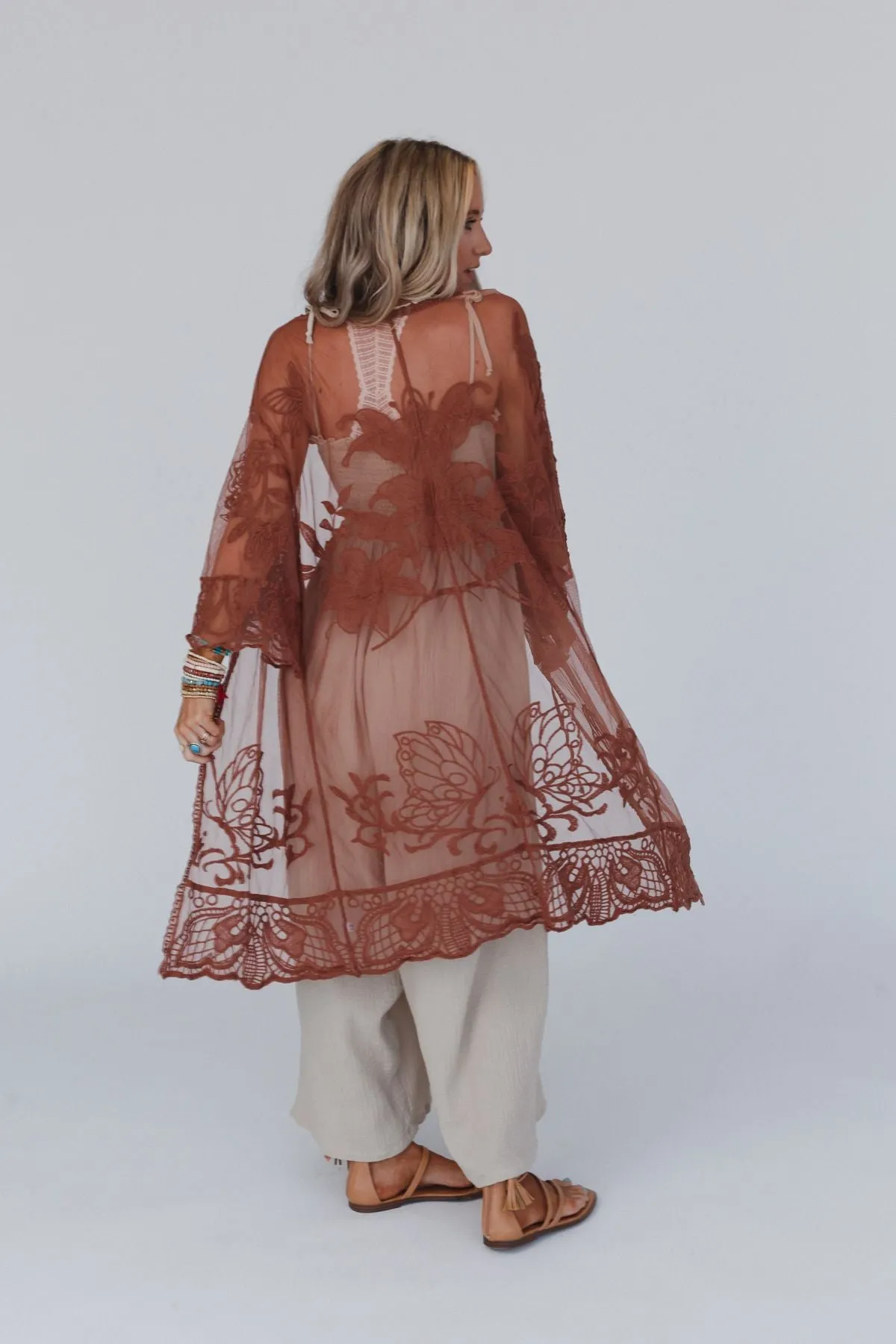 Butterfly Beach Kimono - Brown