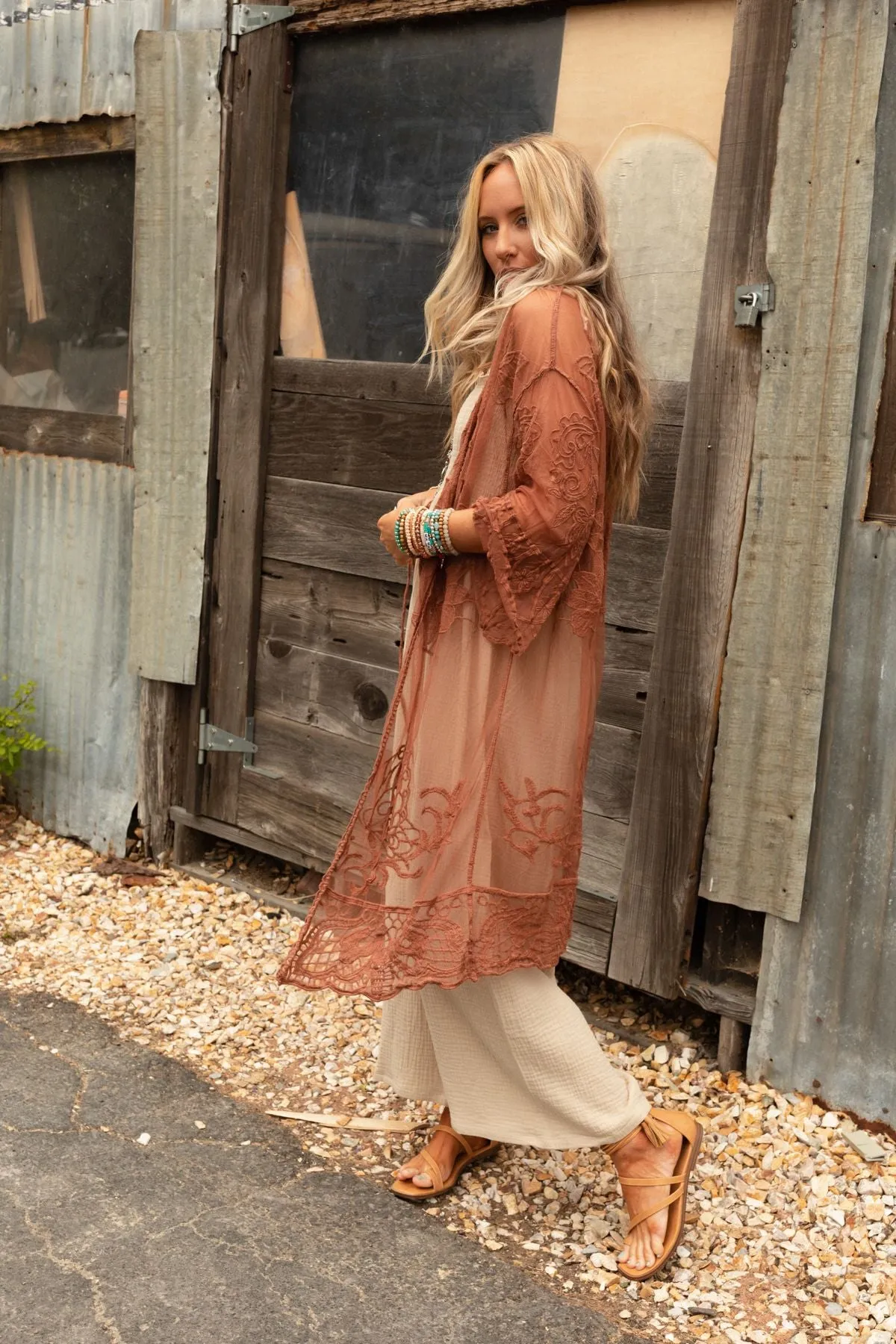 Butterfly Beach Kimono - Brown