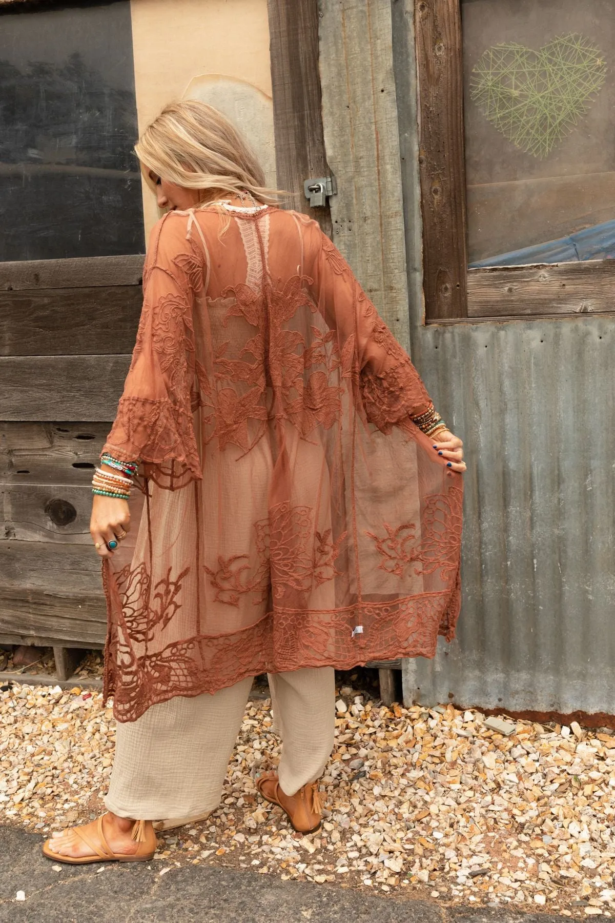 Butterfly Beach Kimono - Brown