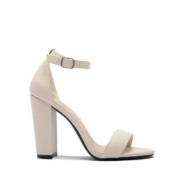 Cashmere Chunky Heel Pump Sandal with Open Toe Ankle Strap