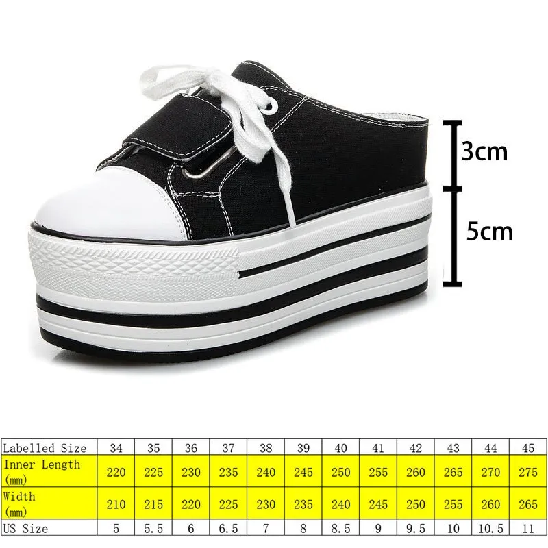 Casual Fashion Women's Breathable 8cm Hidden Wedge Heels Platform Shoes