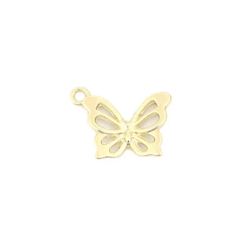 Charms, Butterfly, Single-Sided, Open Work, Chaton, Gold Plated, Alloy, 20mm