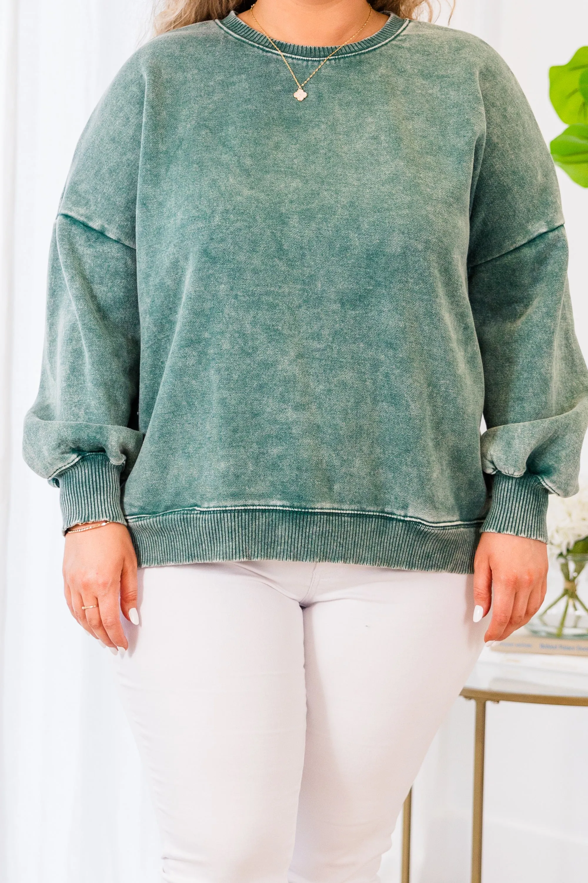 Comfy And Cozy Pullover, Dark Green