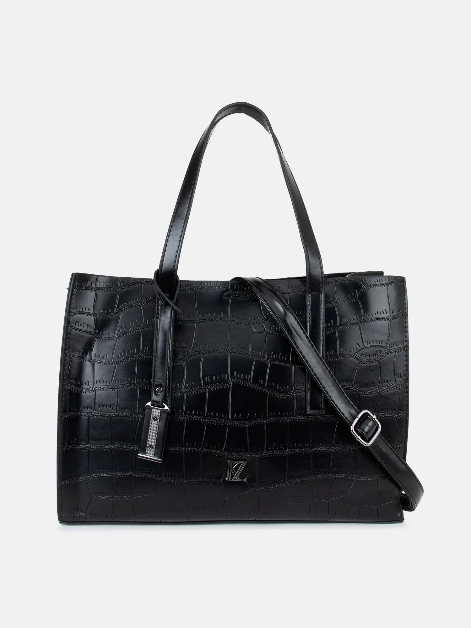 Croco Tote With Wallet & Pouch Bag