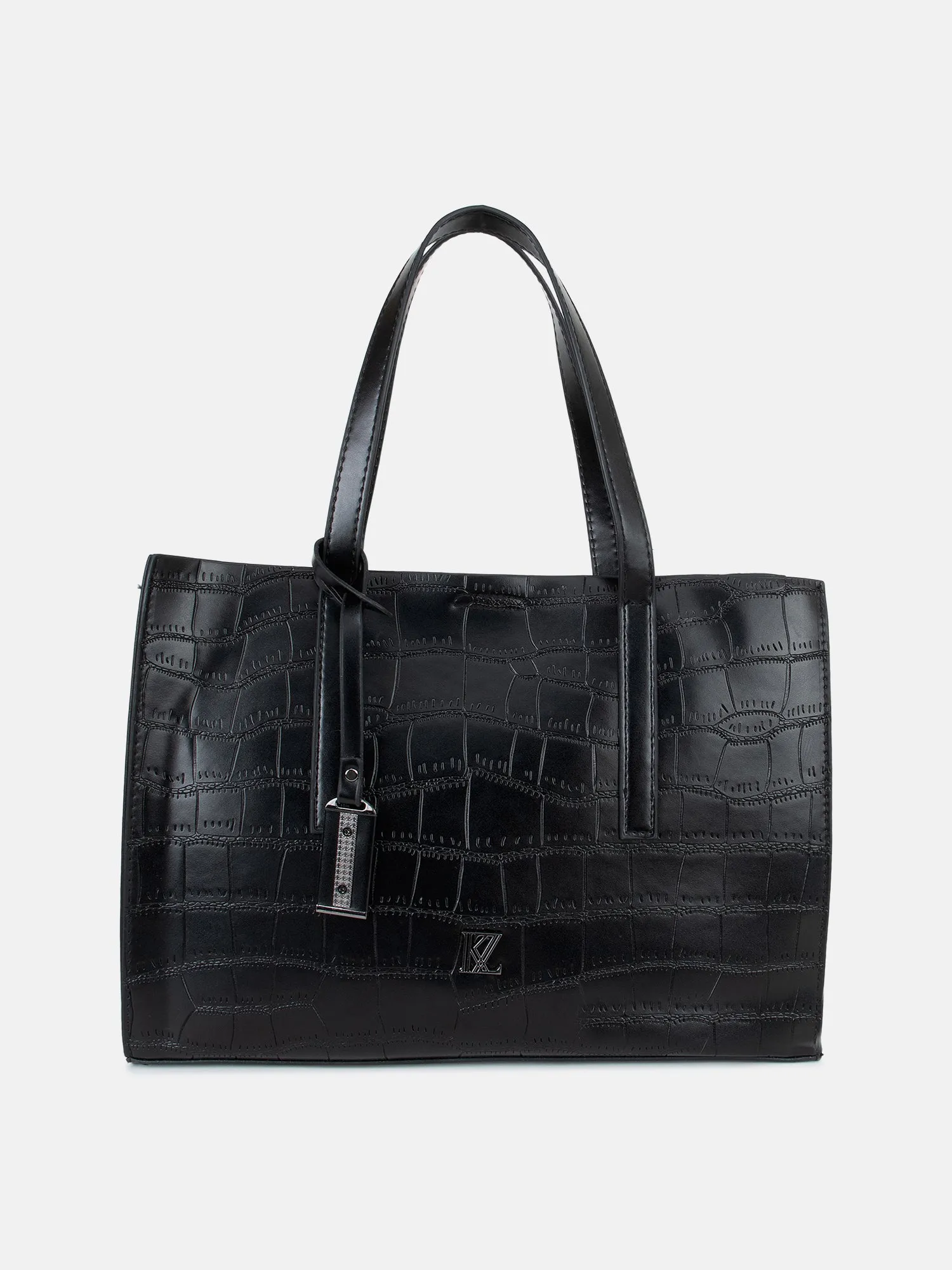 Croco Tote With Wallet & Pouch Bag