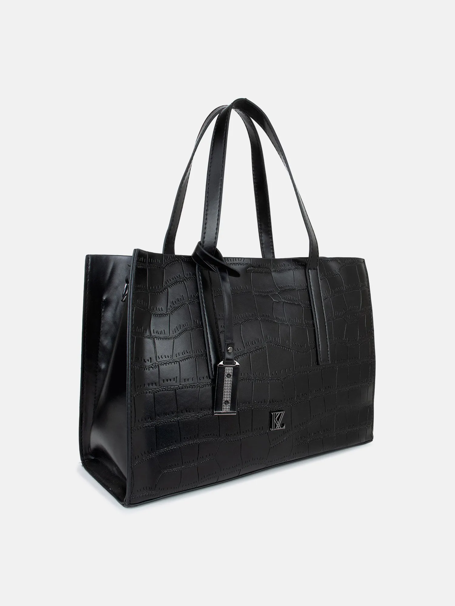 Croco Tote With Wallet & Pouch Bag