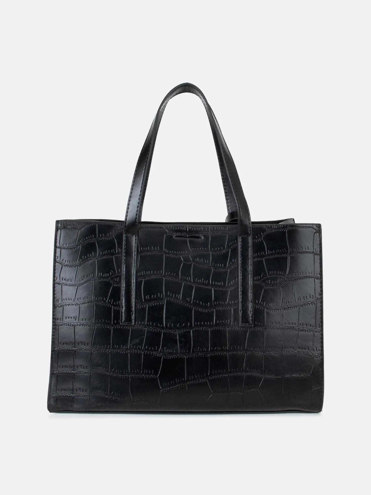 Croco Tote With Wallet & Pouch Bag