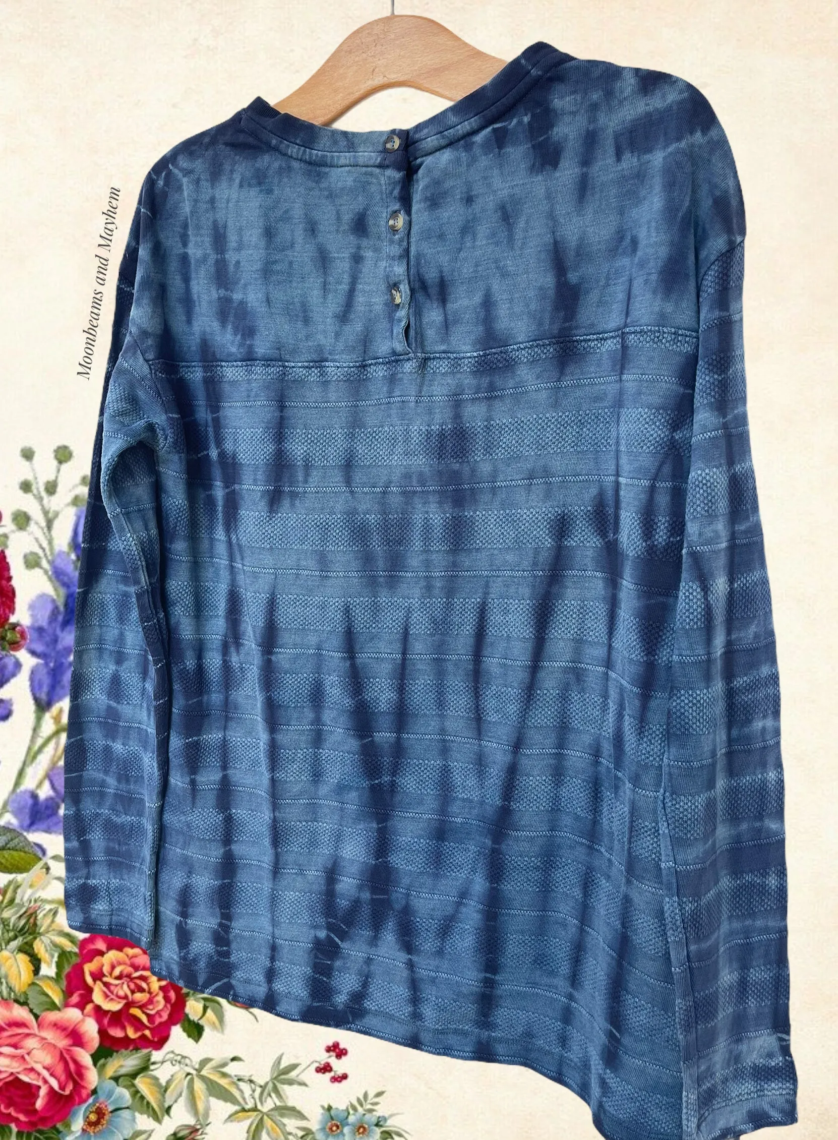 DENIM BLUE LADIES COTTON TIE DYE TOP / JUMPER S - XL