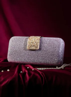 Embellished Buckle Hard Clutch