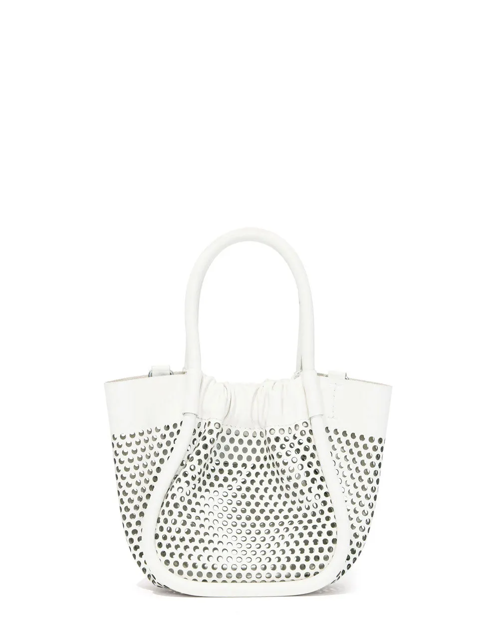 Extra Small Perforated Ruched Tote in White