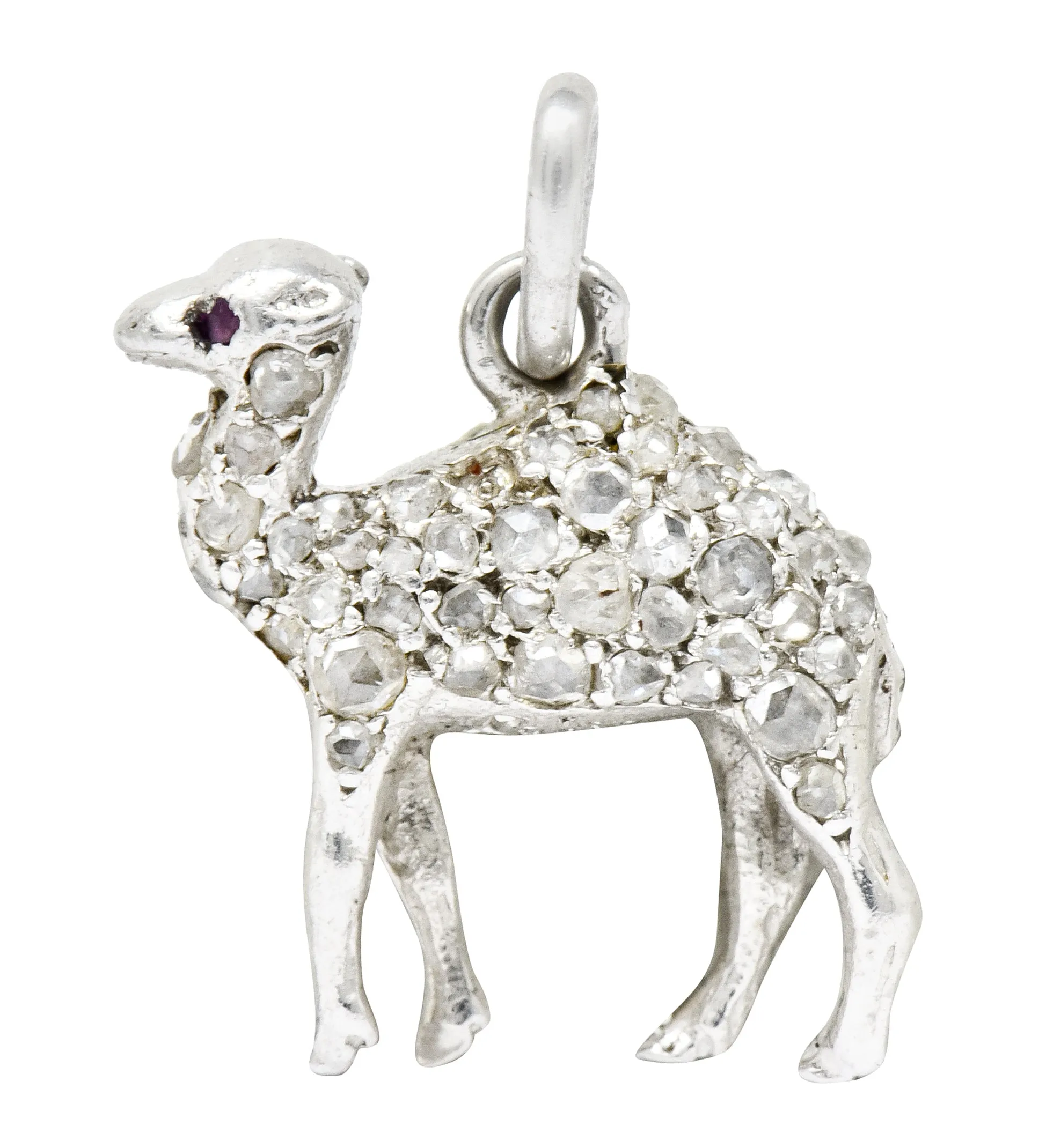 French Cartier Edwardian Rose Cut Diamond Platinum Camel Charm