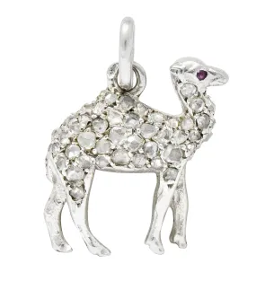 French Cartier Edwardian Rose Cut Diamond Platinum Camel Charm