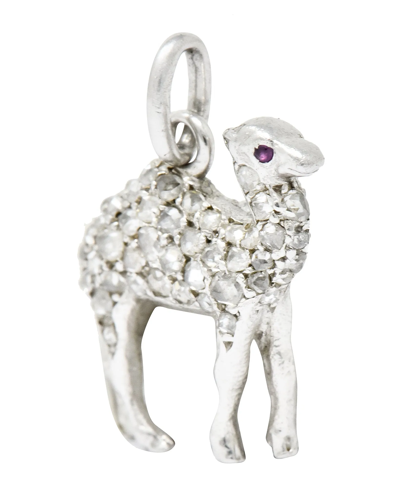 French Cartier Edwardian Rose Cut Diamond Platinum Camel Charm