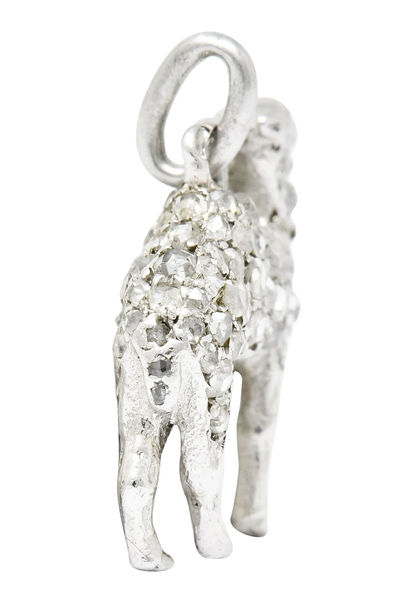 French Cartier Edwardian Rose Cut Diamond Platinum Camel Charm