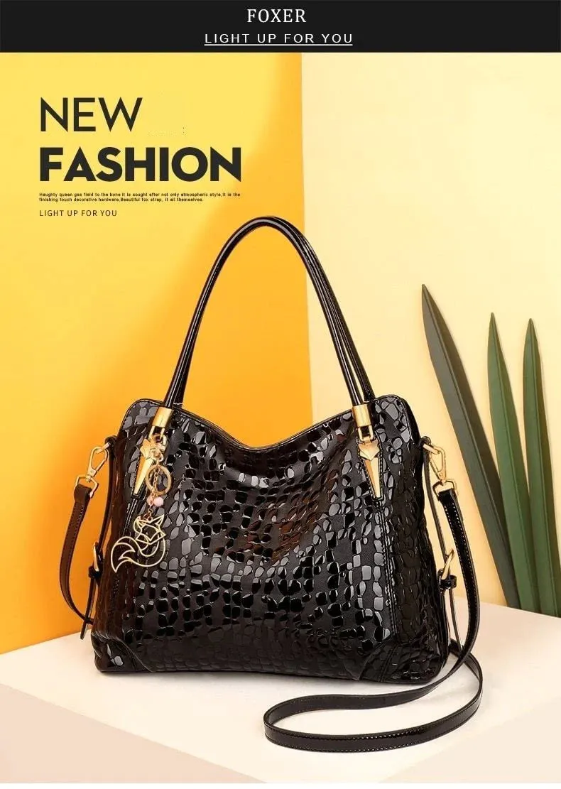 Genuine Leather Sequin Cowhide Luxury Shoulder Bag Handbag for Women