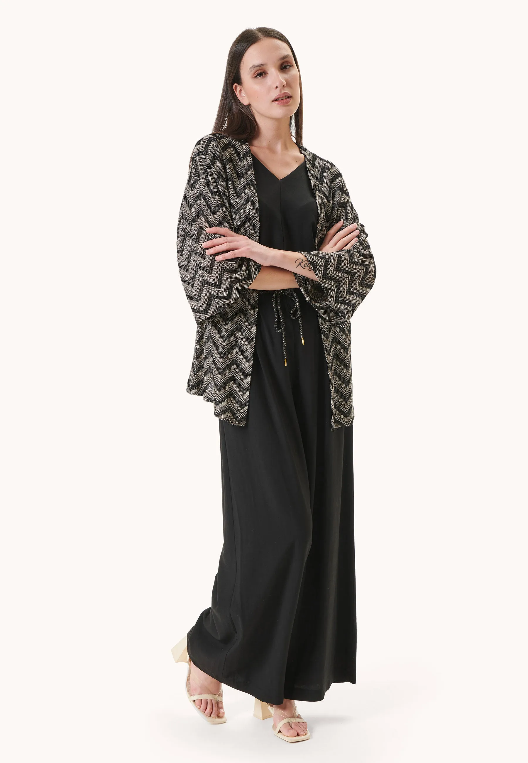 Giacca kimono di jersey con lurex