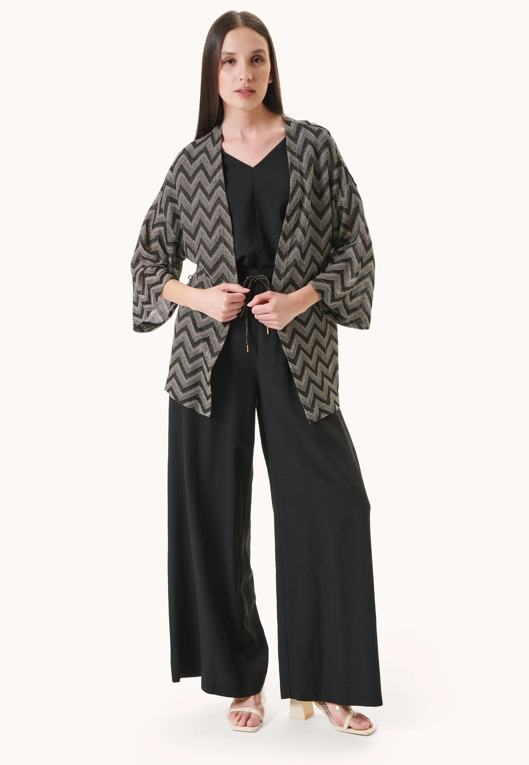 Giacca kimono di jersey con lurex