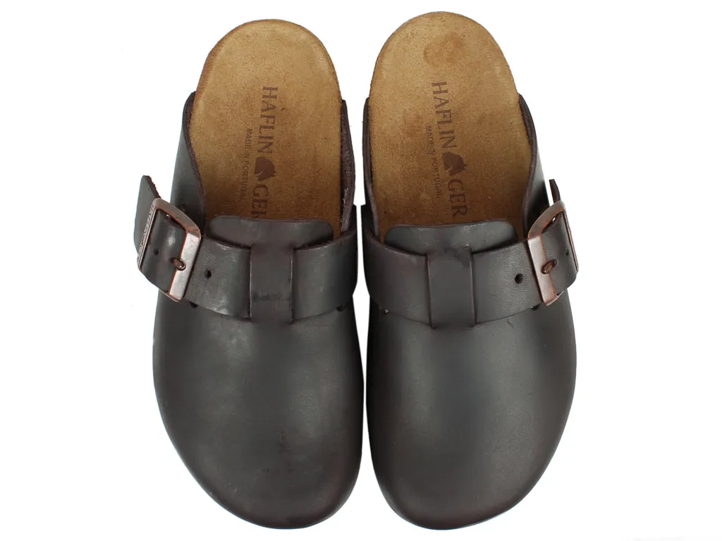 Haflinger Leather Clogs Porto Brown