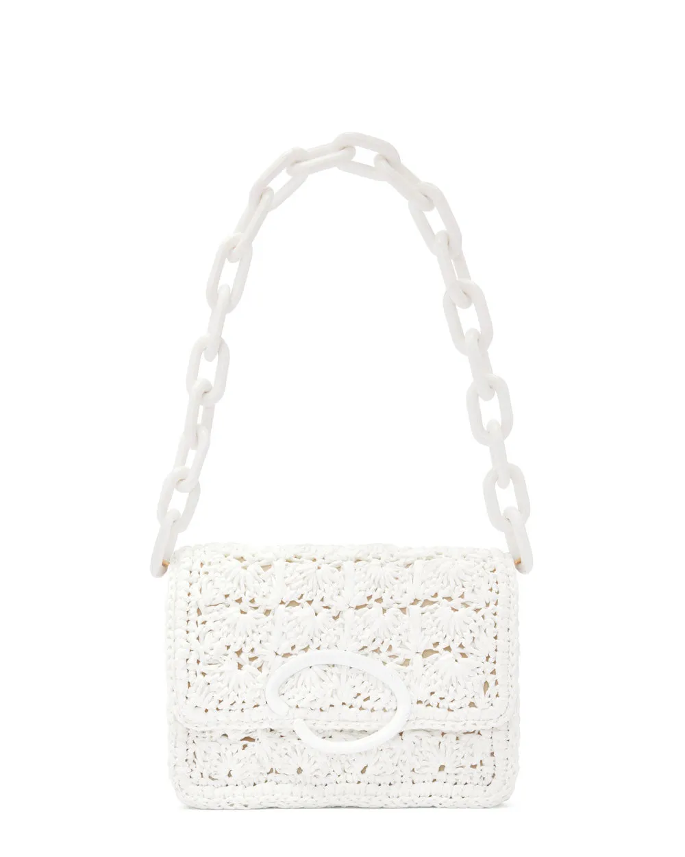 Hand-Crocheted Raffia O Pochette in Ivory