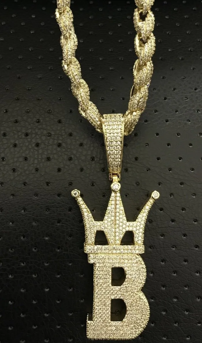 HipHopBling Logo 3D Large Gold Micro Pave Pendant