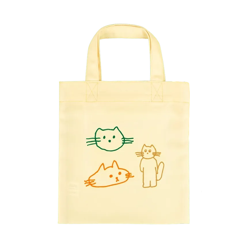 Ivory Mini Ecobag Cat Printing Totes Handbags Cute Purses Casual Picnic