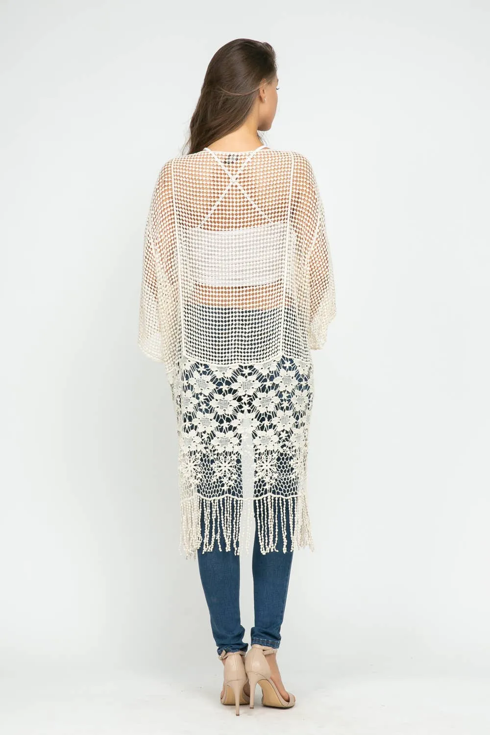 Ivy Crochet Mesh Kimono Ivory