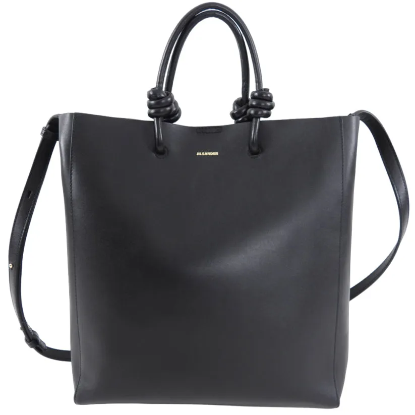 Jil Sander Black Leather Small Giro Tote Bag