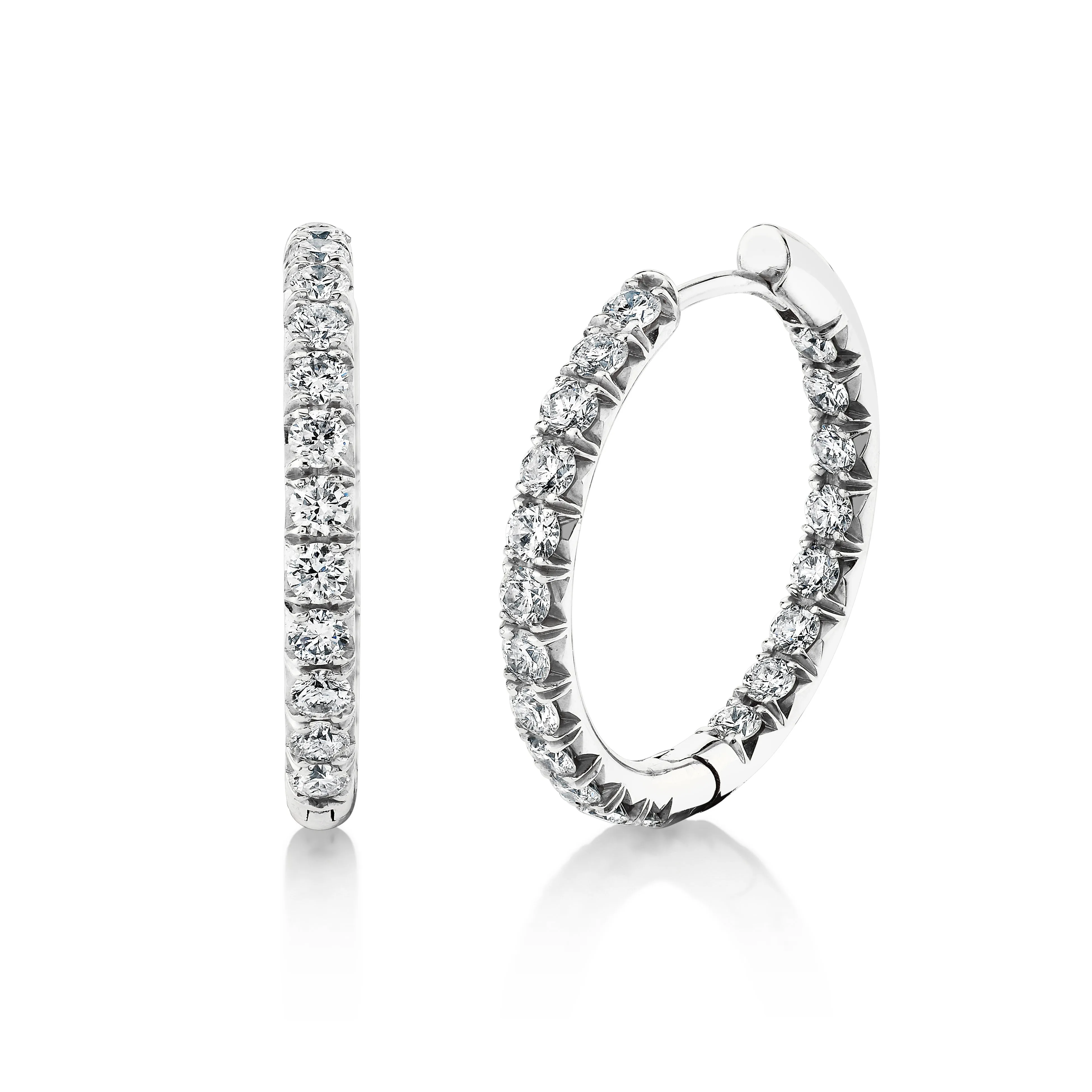 Large Inside Out French Pavé Diamond Hoops